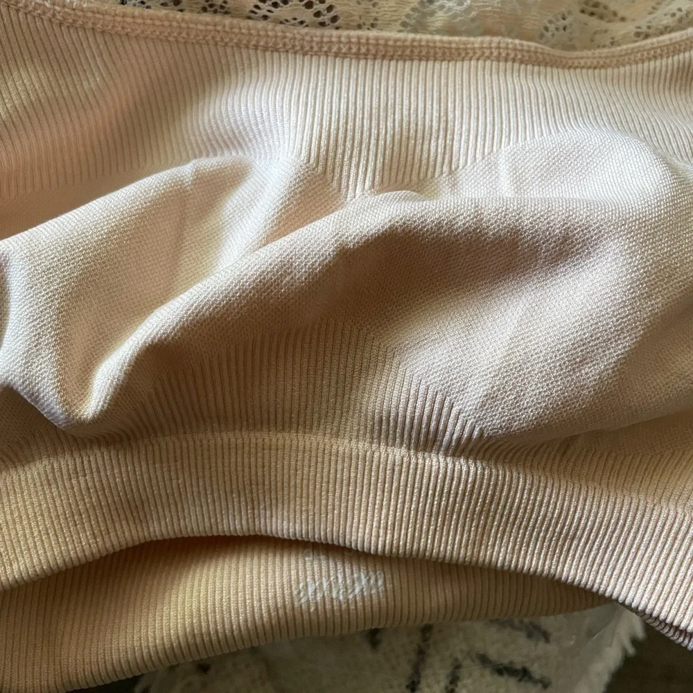 Aerie Seamless Lace Trim Longline Bralette XS Light Pink